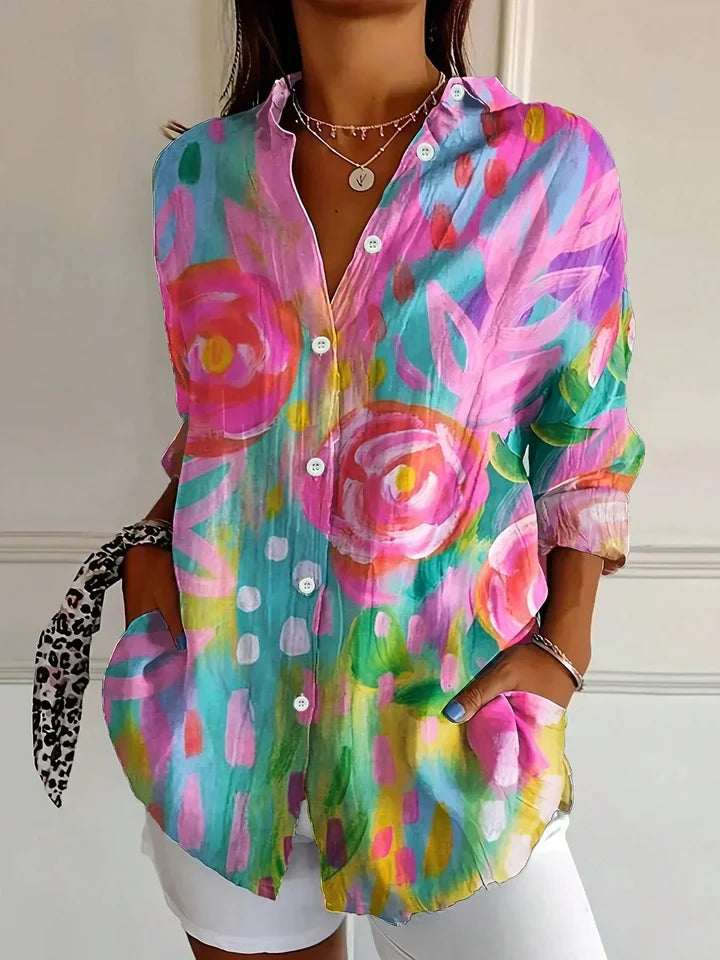 Donnabelle - Blusa con estampado abstracto