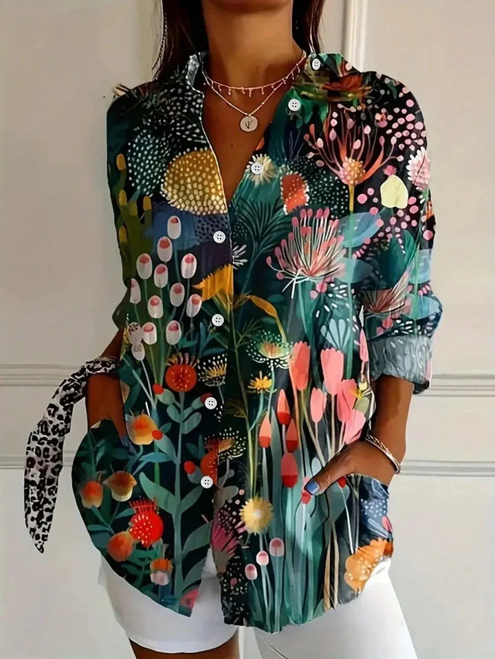 Donnabelle - Blusa con estampado abstracto