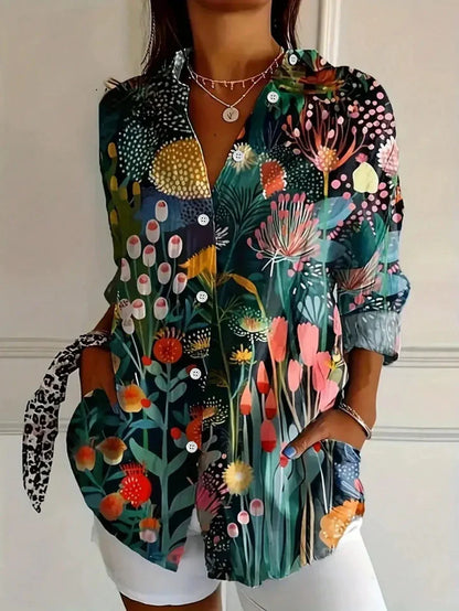 Donnabelle - Blusa con estampado abstracto