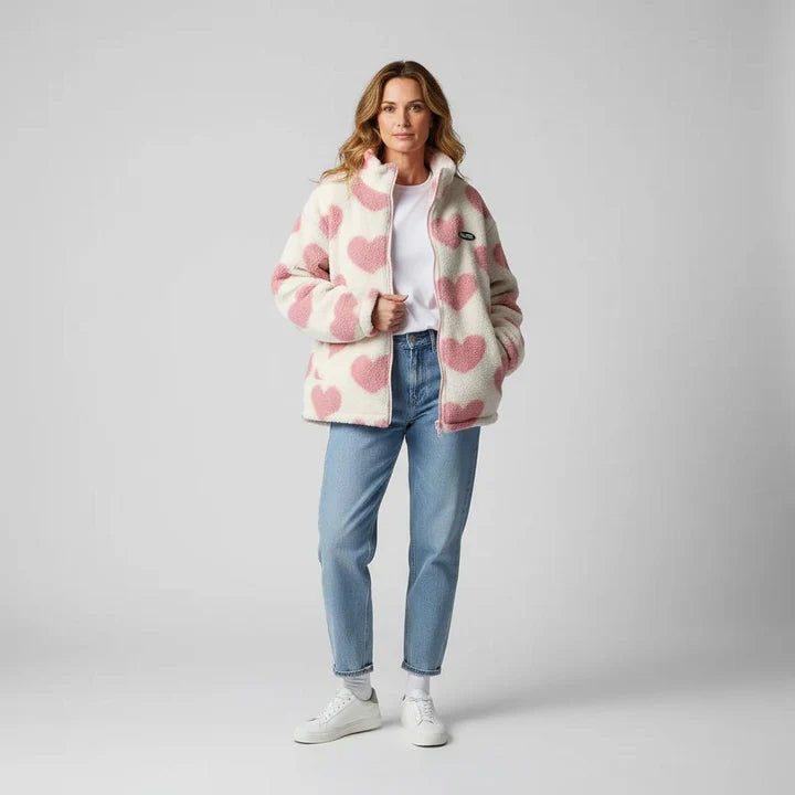 Katharina - Chaqueta reversible con un delicado estampado de corazones