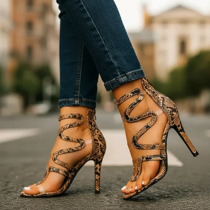 Naliera - Sandalias Tacón Stiletto Cruzadas Textura