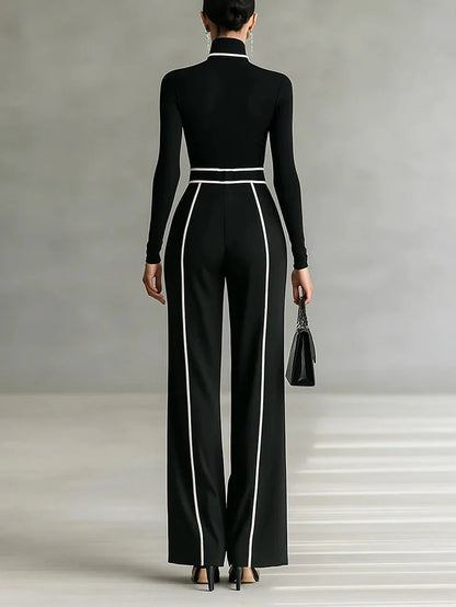 Emma | Conjunto elegante de dos piezas con cuello alto y pantalón ancho