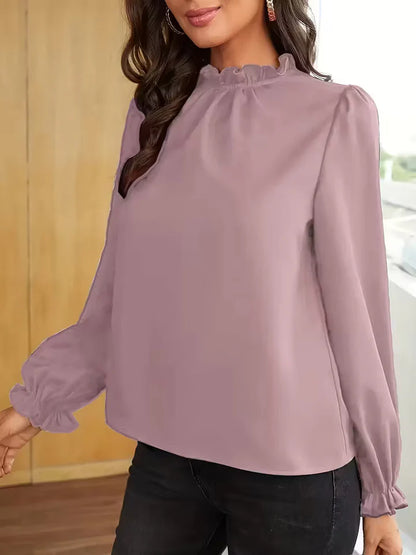Lena – Blusa con cuello con volantes y mangas abullonadas