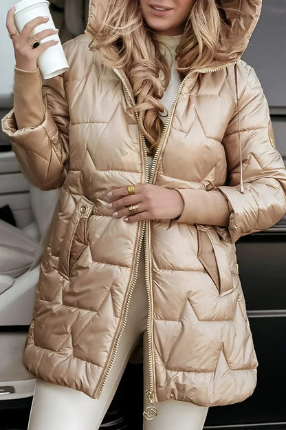 Lina - Chaqueta acolchada larga y cálida con capucha generosa