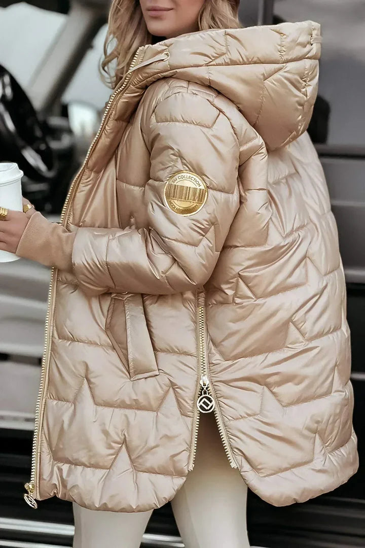 Lina - Chaqueta acolchada larga y cálida con capucha generosa